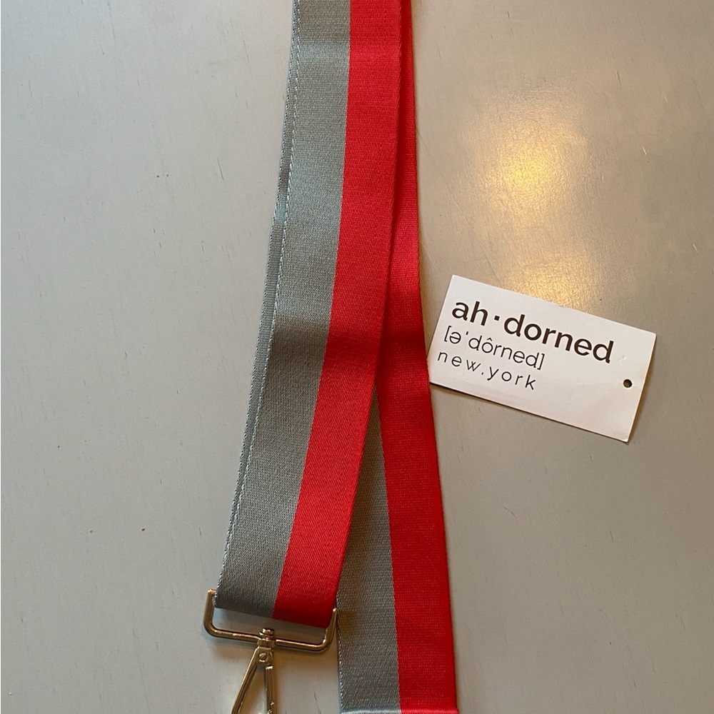 Ah-dorned Red and Gray Purse Strap